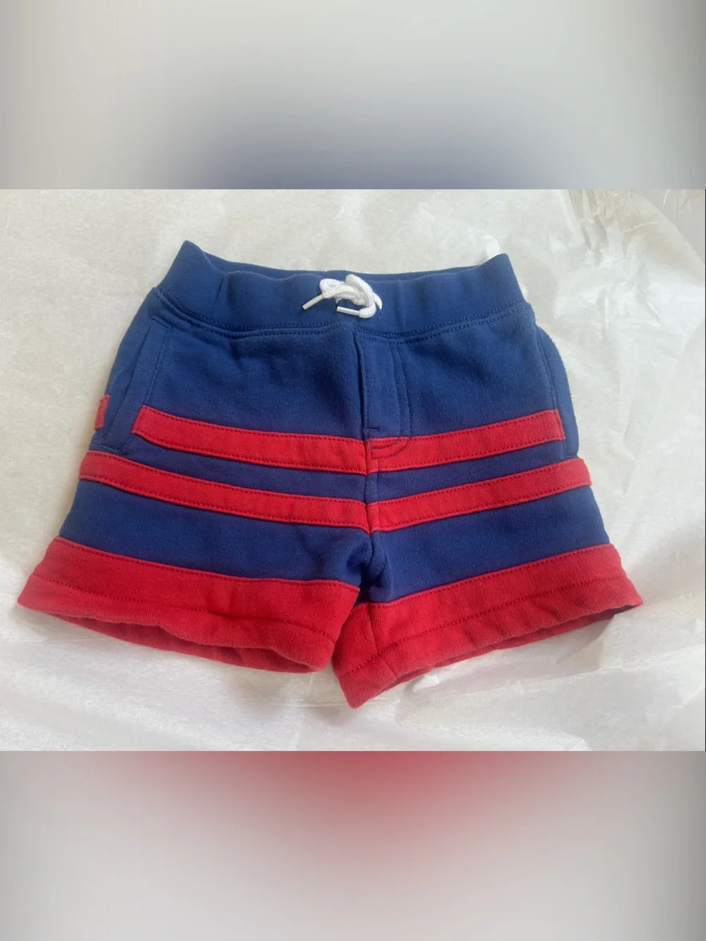 Ralph Lauren Navy Shorts with Red Stripe Accents